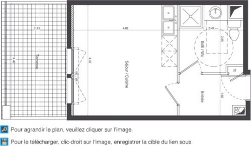 Montpellier : nouvelle mairie : T1 neuf + grande terrasse